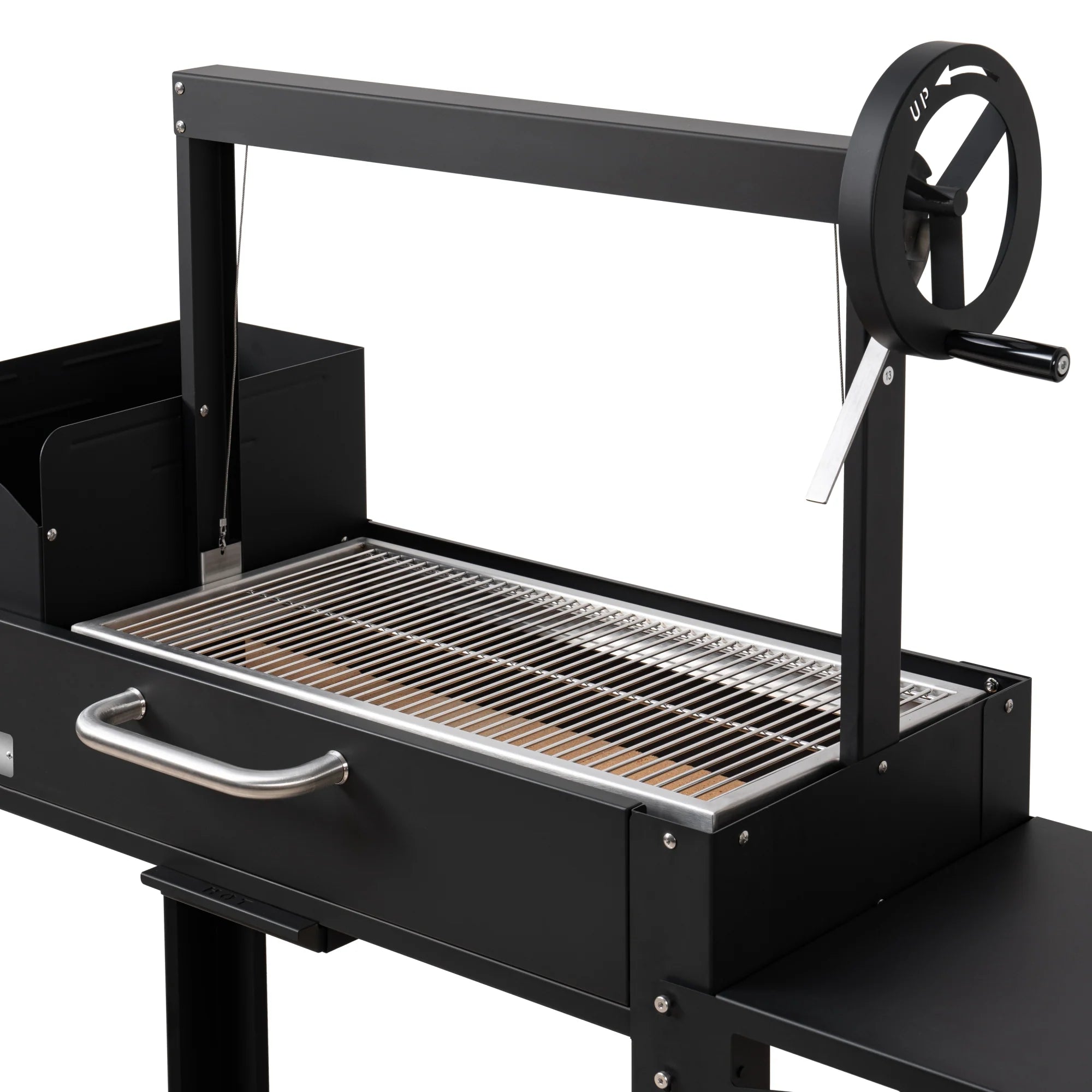 Argentine Charcoal Grill, Adjustable Grate Outdoor BBQ, in Black, 54 In.