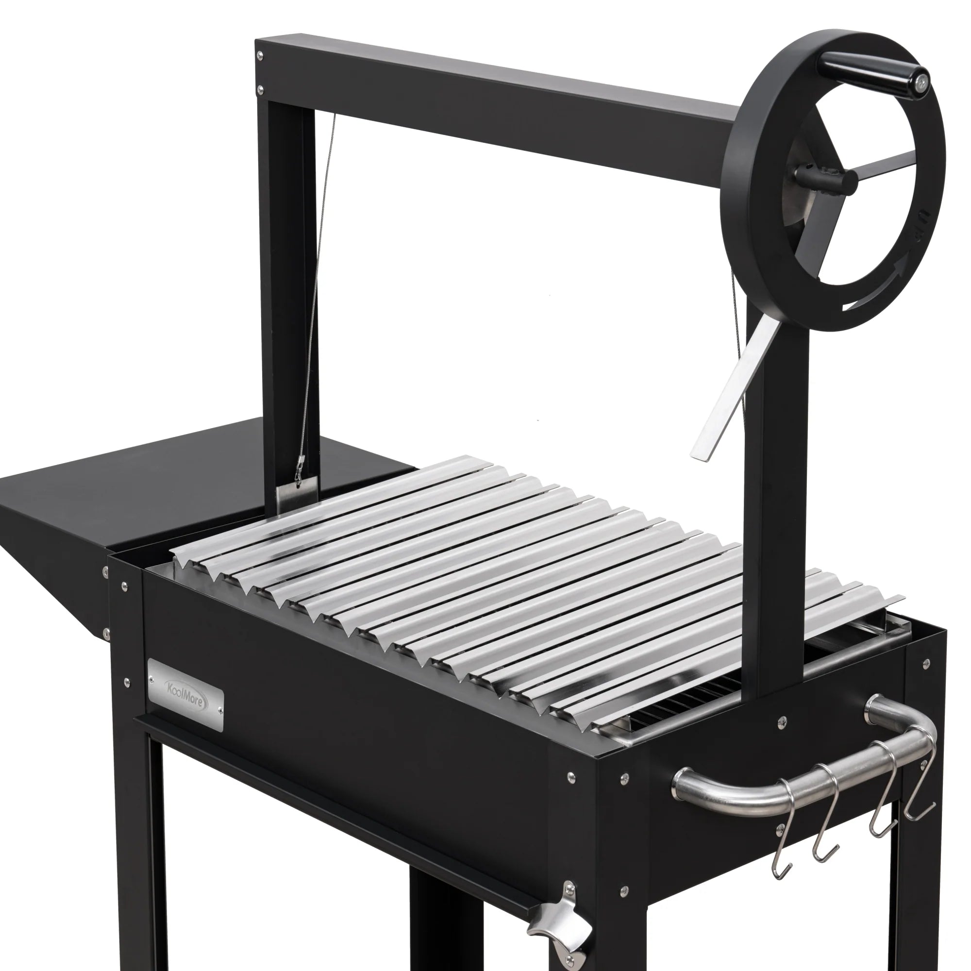 Argentine Charcoal Grill with Interchangeable V-Grates, Outdoor BBQ, in Black, 50 In.