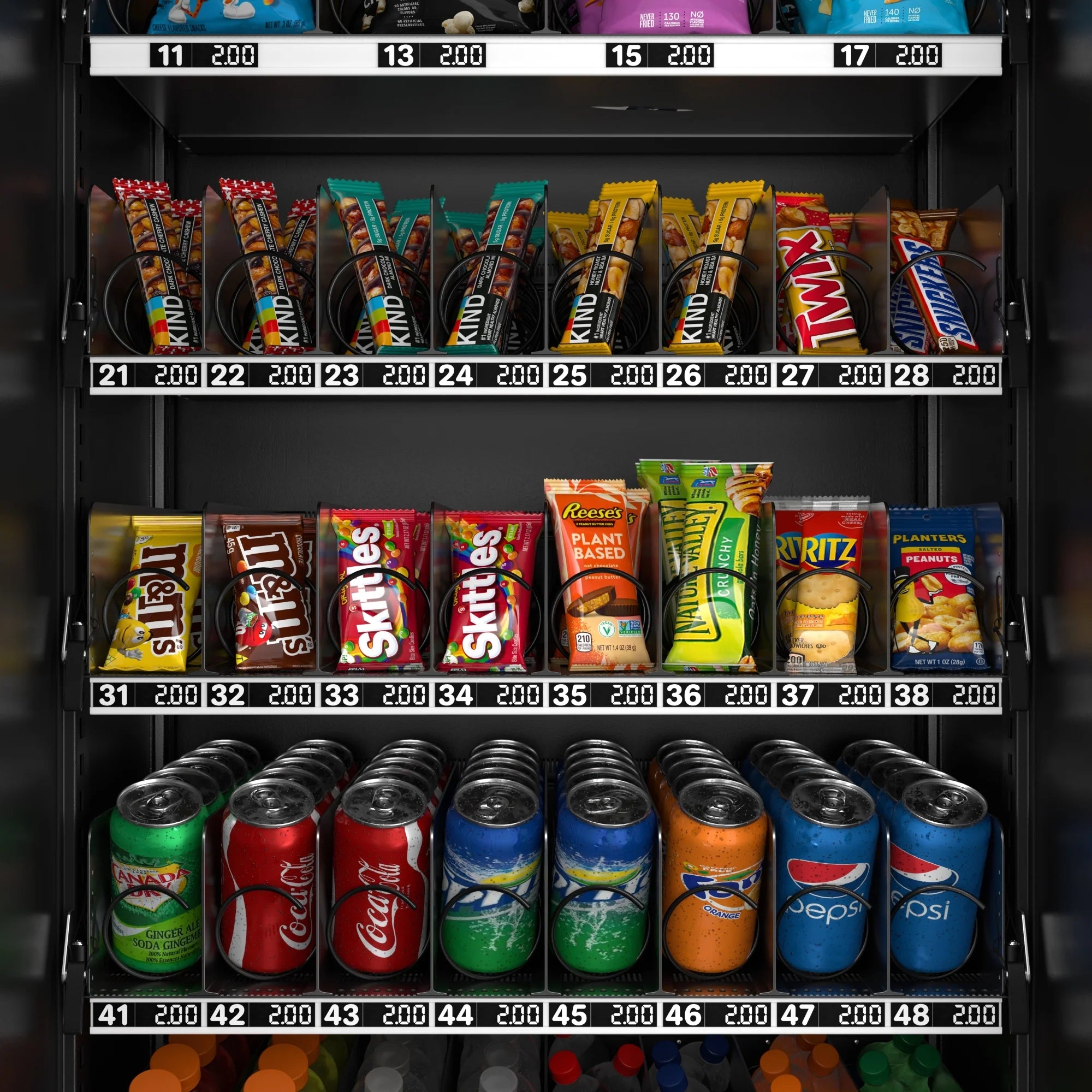 Refrigerated Snack Vending Machine with 48 Slots and Ample 49 in.Touch Display, Bill Acceptor, Credit Card Reader, Wifi, and 4G Connectivity in Black, 41 In.