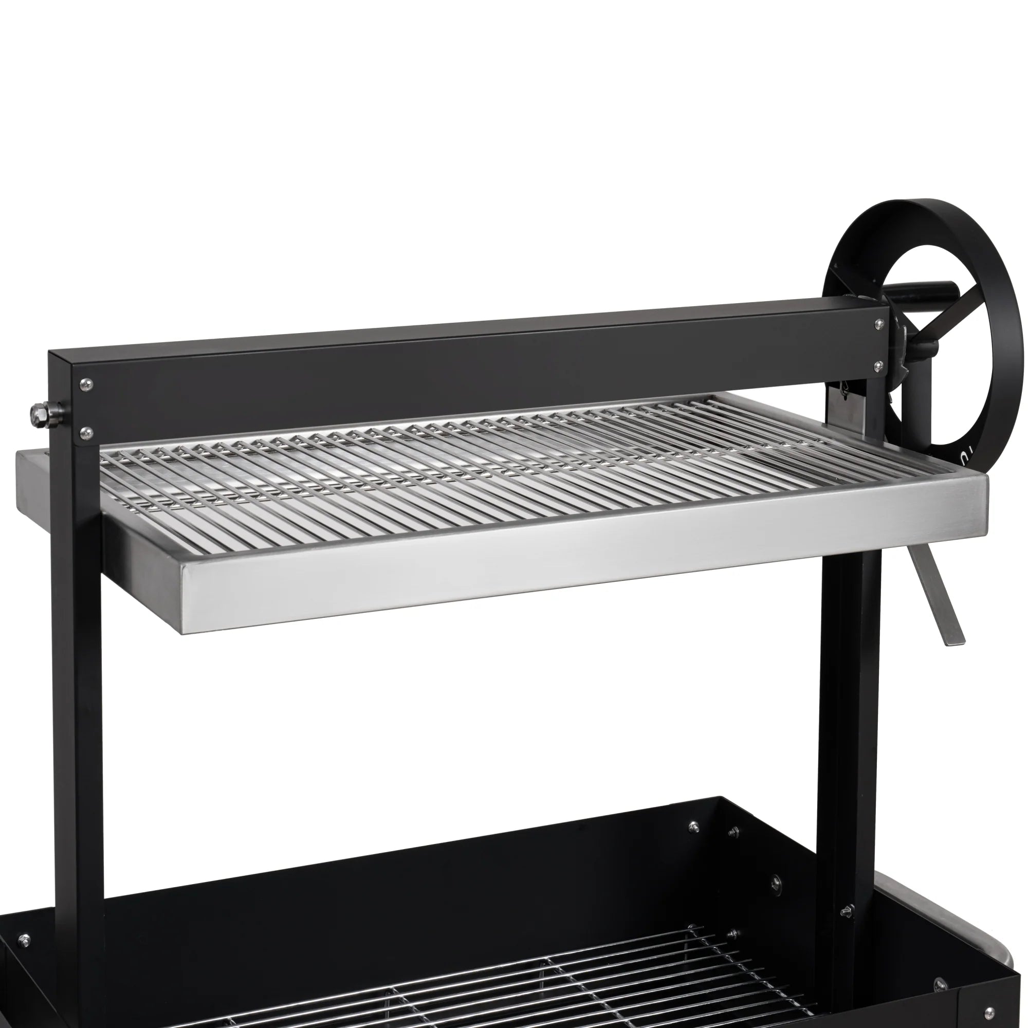 Argentine Charcoal Grill, Adjustable Grate Outdoor BBQ, in Black, 50 In.