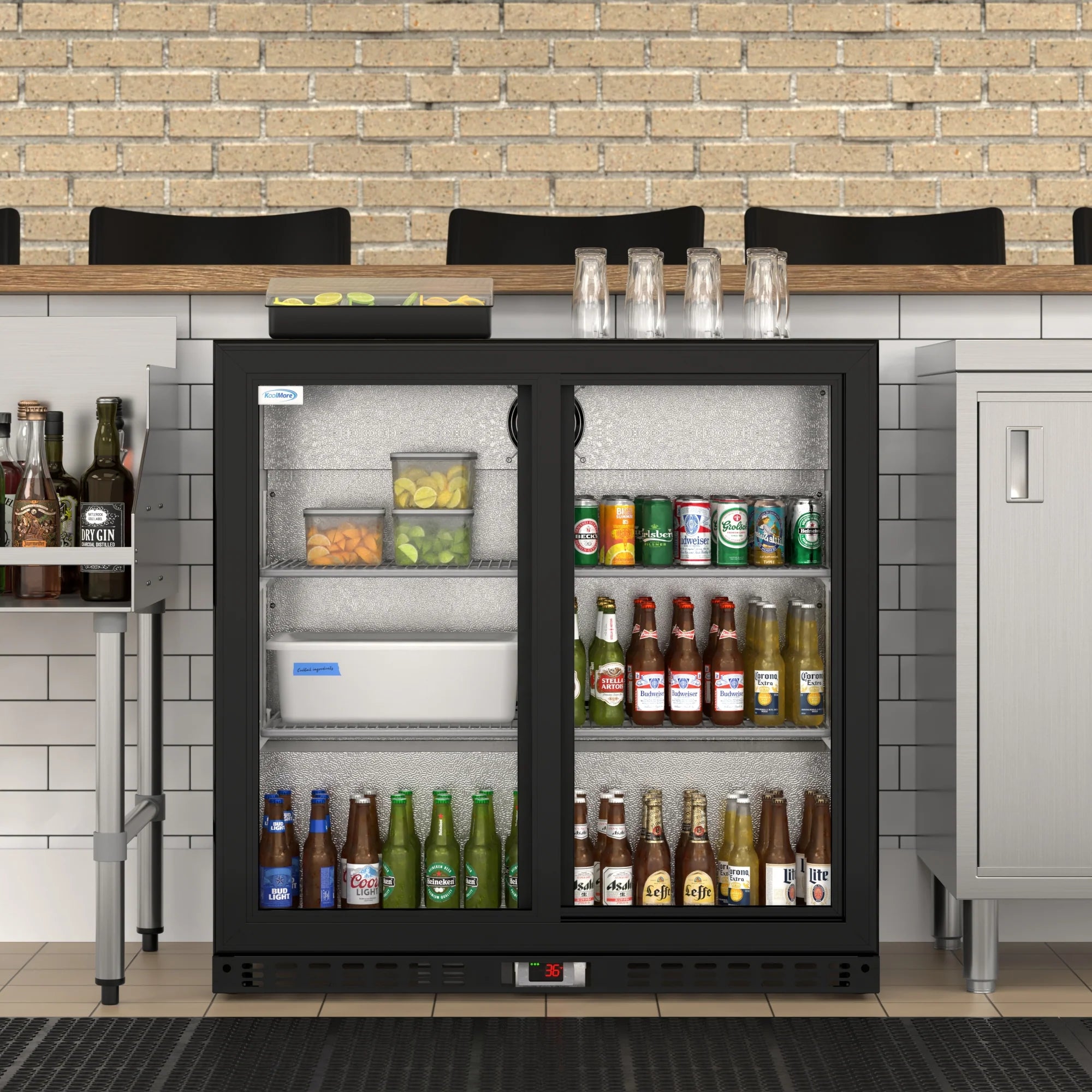 Two-Door Back Bar Refrigerator - 7.4 Cu Ft. 35 In.
