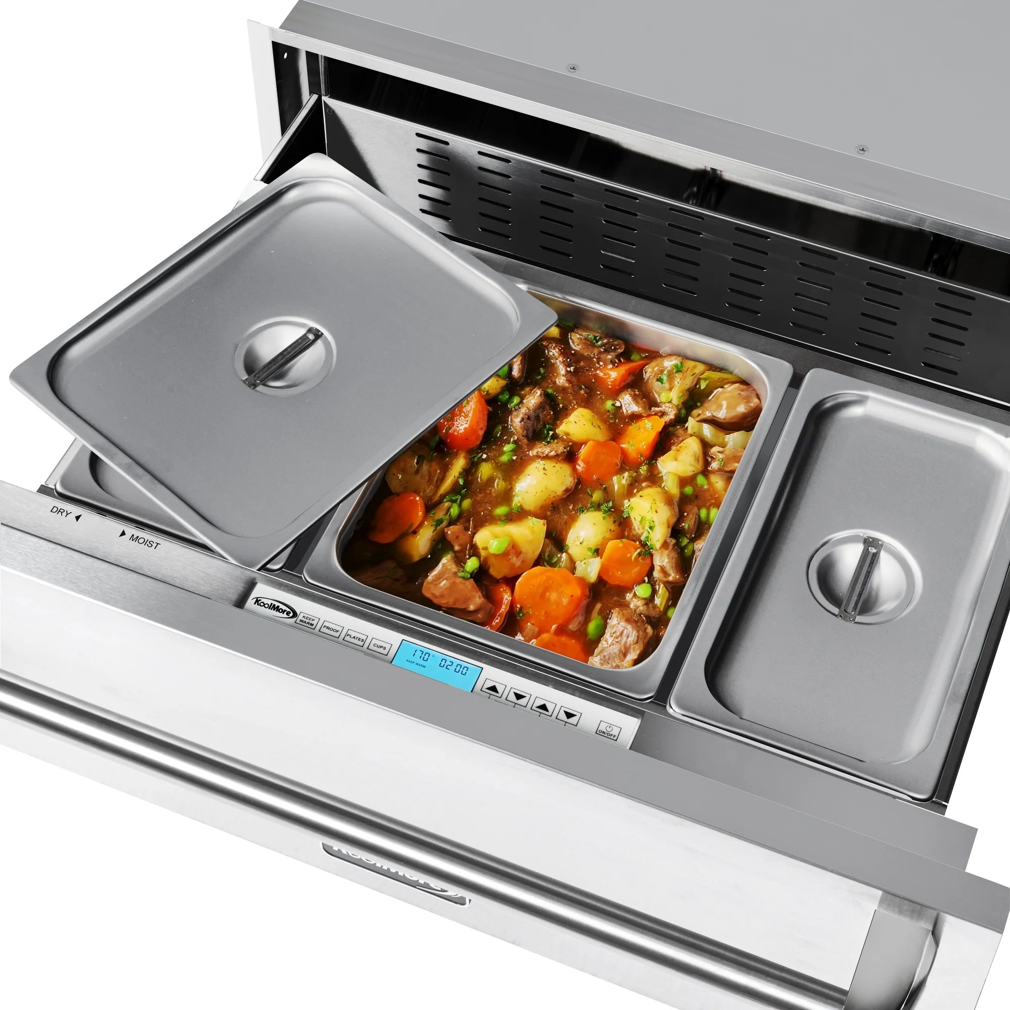 Warming Drawer with Three Compartments in Stainless-Steel, 30 In.