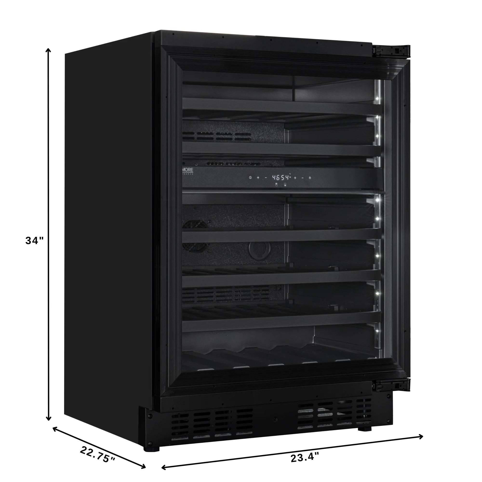 KoolMore Reserve 24 in. Under-Counter Panel Ready Dual Zone Built-in Wine Cooler with Black Shelves and 45 Bottle Capacity in Black