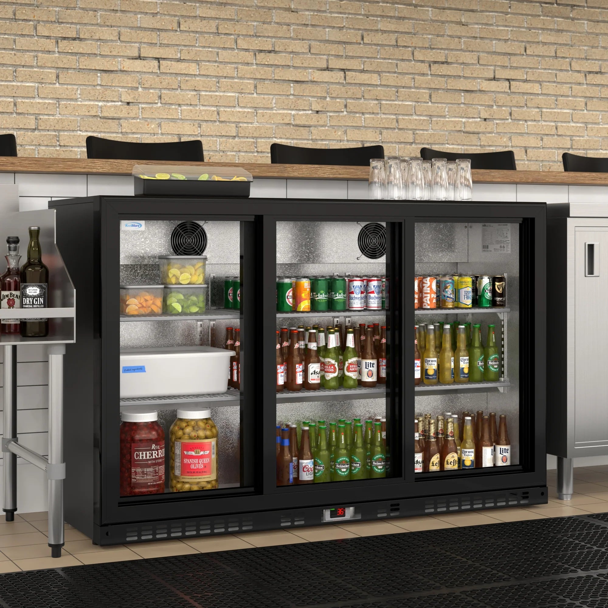 Three-Door Back Bar Refrigerator - 11.3 Cu Ft. 53 In.