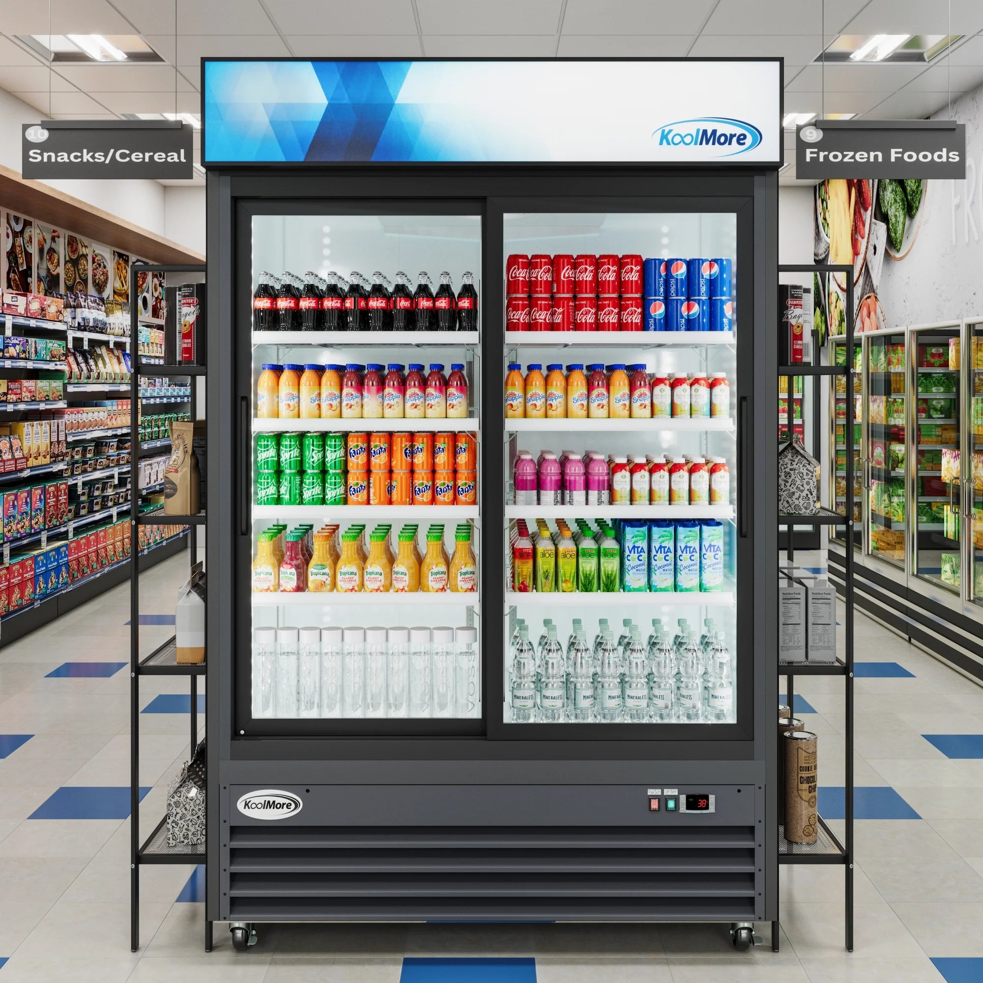 Two-Door Merchandiser Refrigerator 53in, 45 cu ft.