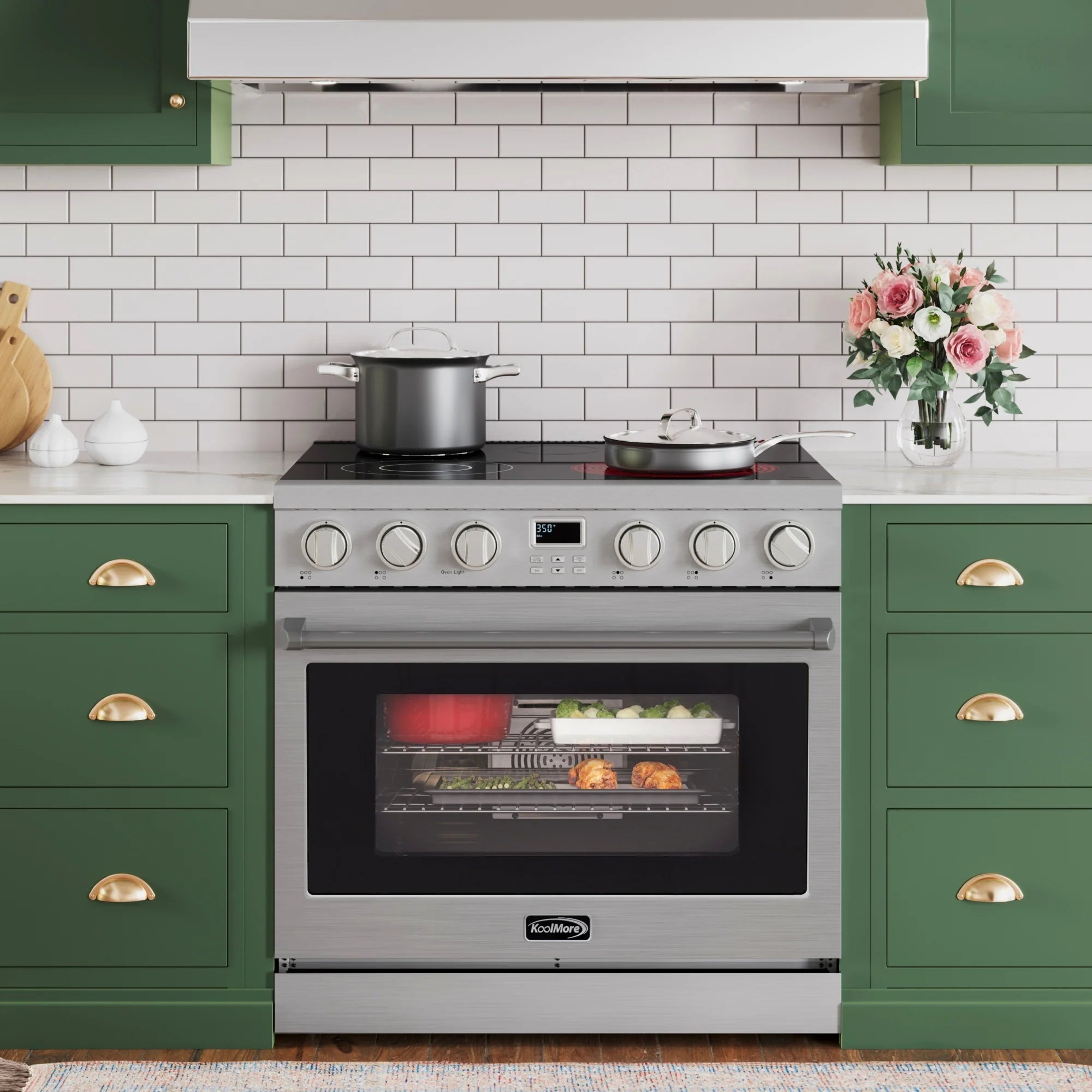 Professional Electric Range with 16600W of Power, 240V in Stainless-Steel, 36 In.