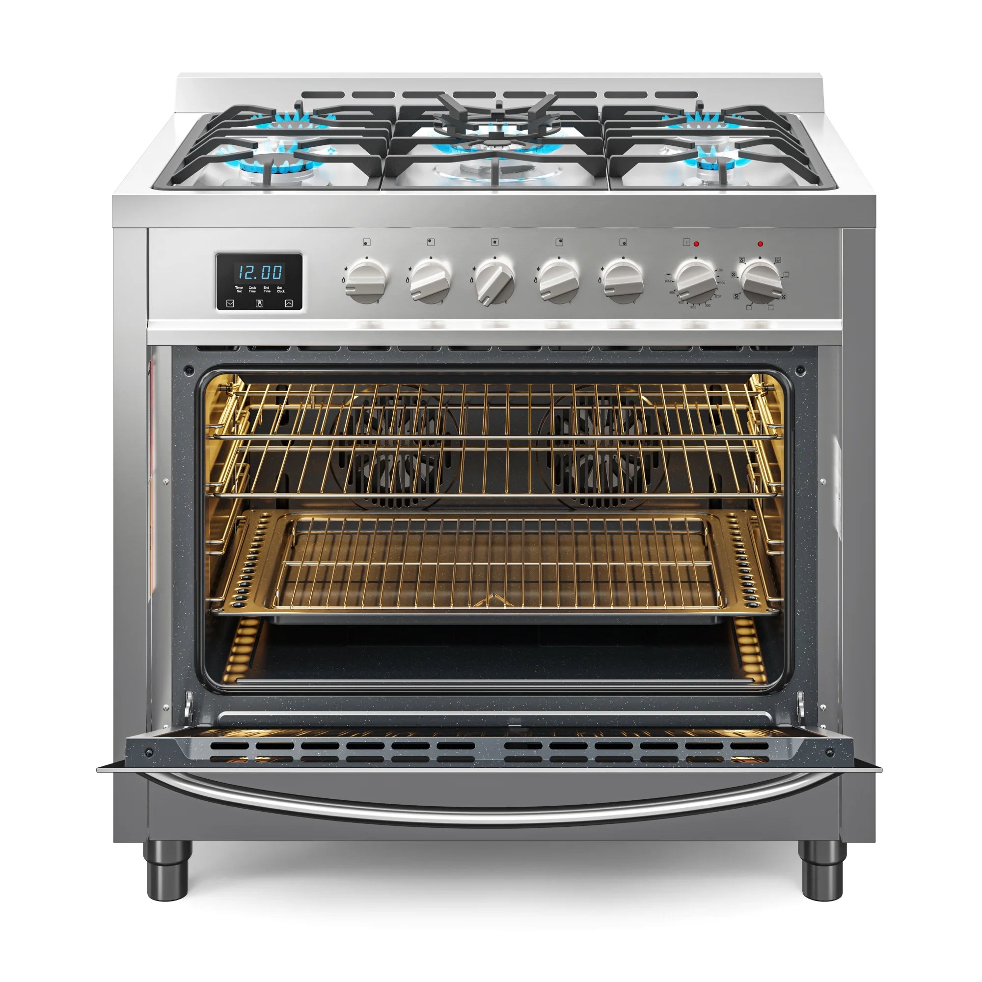 Professional Dual Fuel Range in Stainless Steel with Legs, 4.3 cu. ft. 36 In.