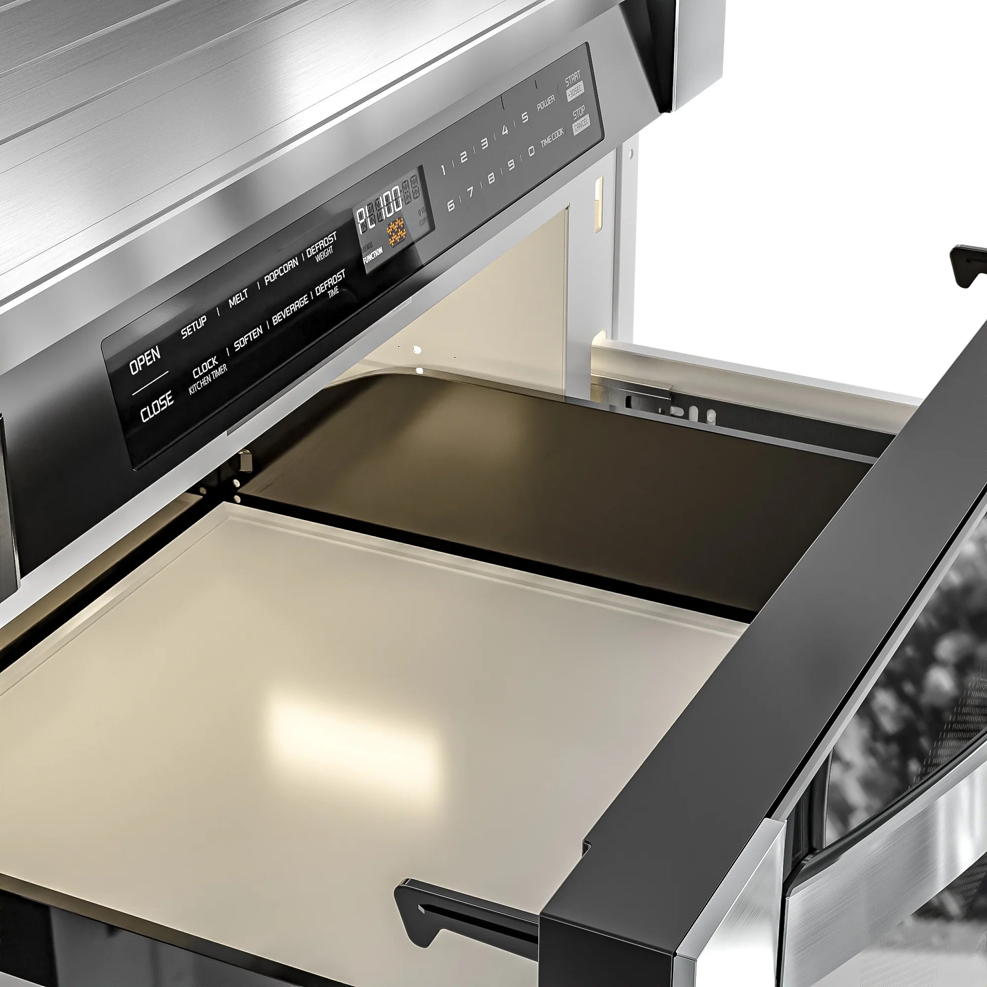 Stainless-Steel Microwave Drawer, Wall-Mounted with Flat Bottom,1.2 Cu. Ft., 24 In.