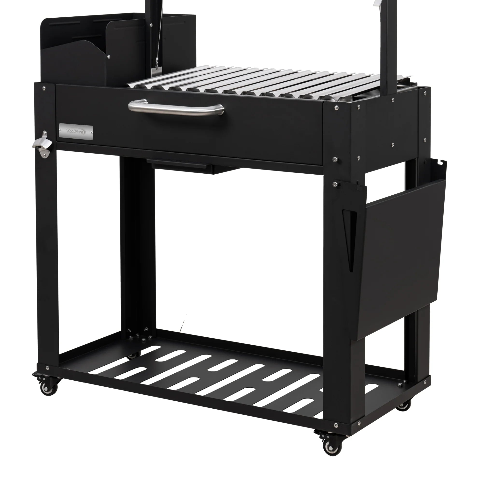 Argentine Charcoal Grill with Interchangeable V-Grates, Outdoor BBQ, in Black, 54 In.