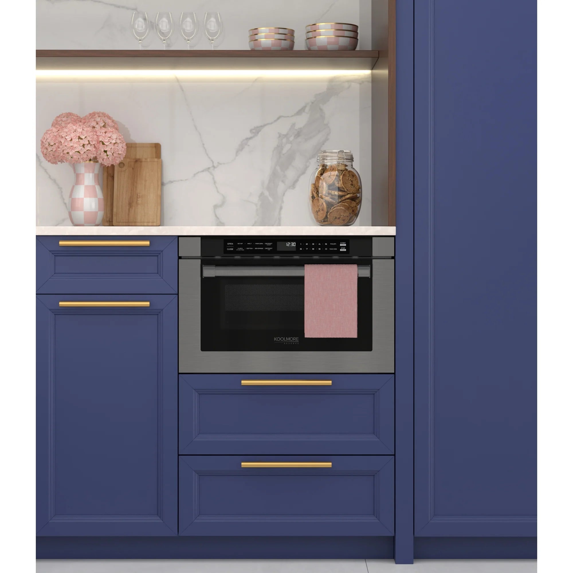KoolMore Reserve 24 in. Stainless Steel Microwave Drawer, 1.2 Cu. Ft Capacity in Black