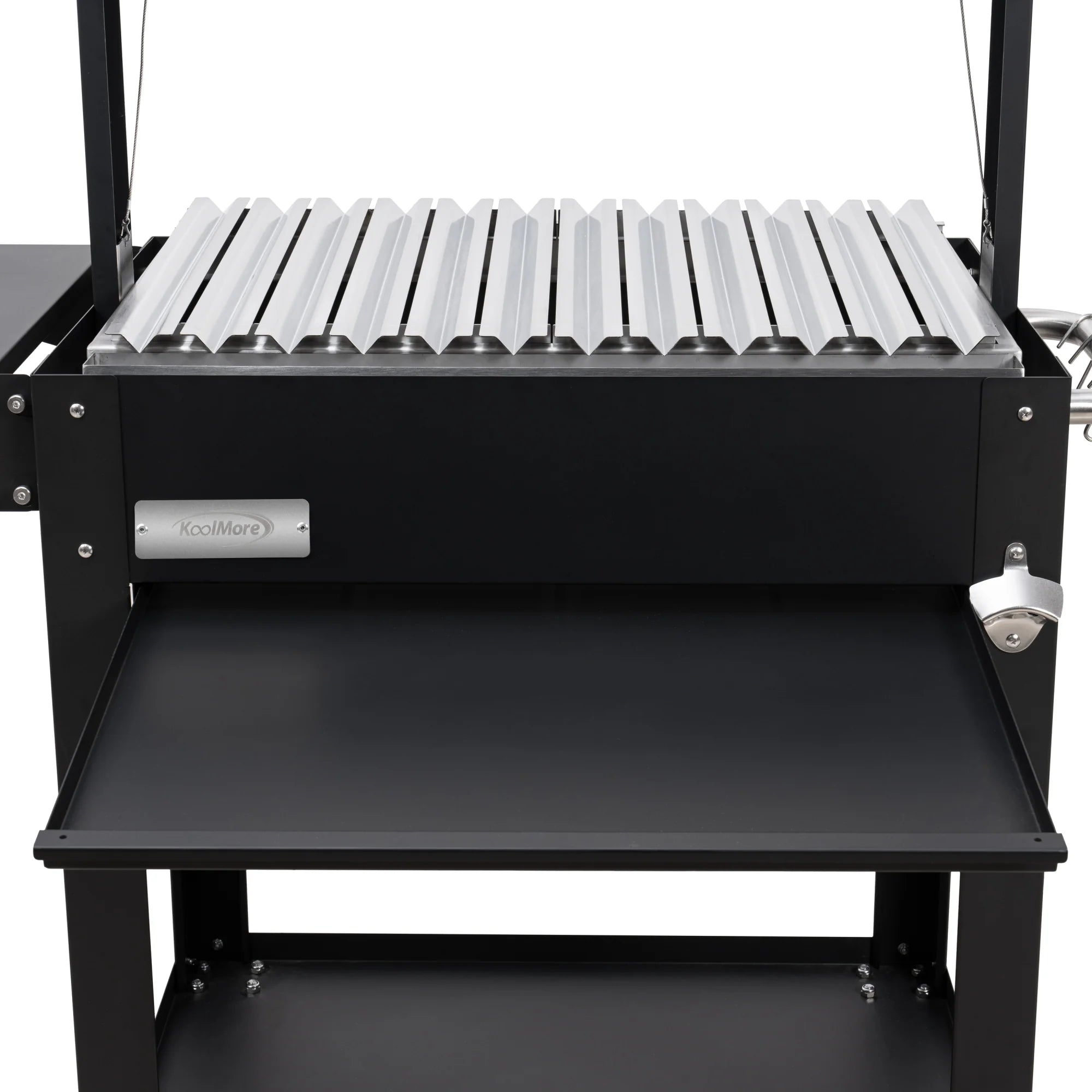 Argentine Charcoal Grill with Interchangeable V-Grates, Outdoor BBQ, in Black, 50 In.