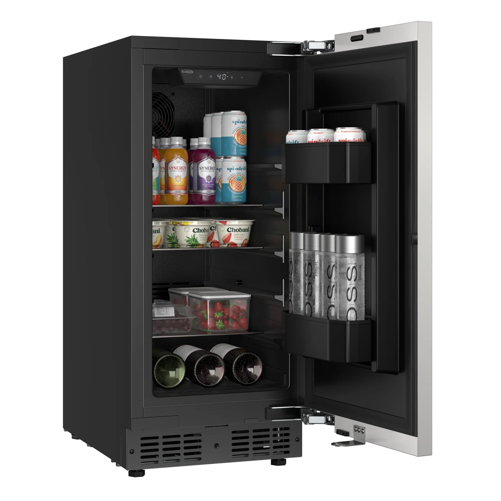 Built-In Panel Ready Undercounter Beverage Refrigerator, Compact with Digital Temperature Control, Glass Shelves, Security Lock, 15 In.