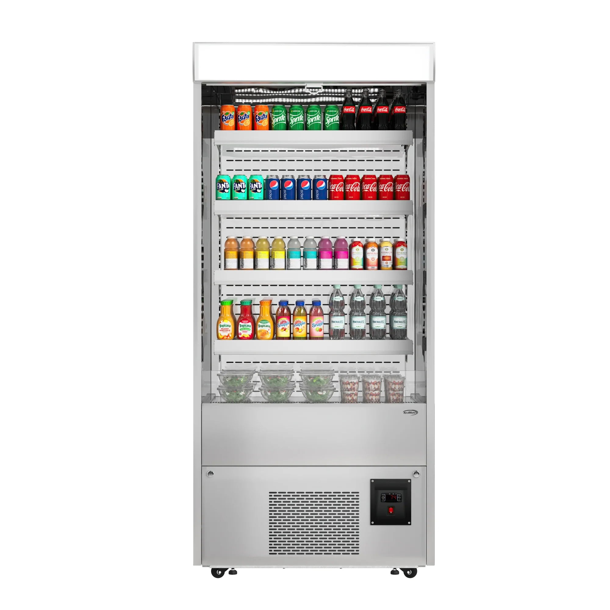 Open-Air Merchandiser Grab and Go Refrigerator in Stainless Steel 35.3 in, 18 cu ft.