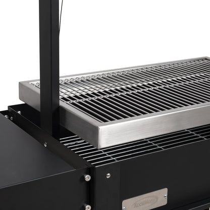 Argentine Charcoal Grill, Adjustable Grate Outdoor BBQ, in Black, 50 In.