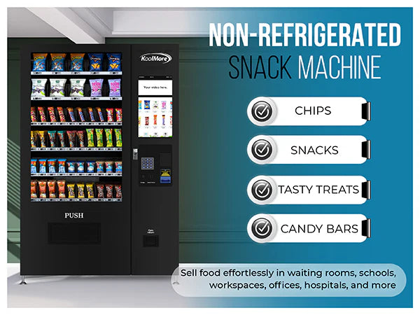 60-Slot Snack Vending Machine with 22-inch Touch Screen in Black, Non-Refrigerated., 50 In.