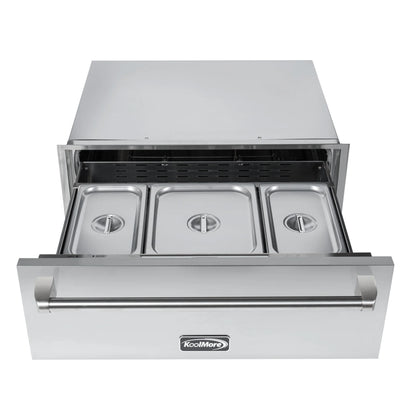Warming Drawer with Three Compartments in Stainless-Steel, 30 In.
