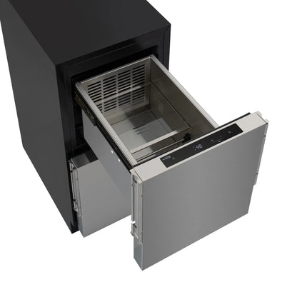 Panel Ready Built-in Double Refrigerator, Frost-Free Undercounter Fridge with Digital Temperature Control and Stainless-Steel Drawers, 15 In.