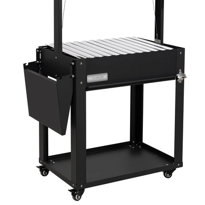Argentine Charcoal Grill with Interchangeable V-Grates, Outdoor BBQ, in Black, 50 In.