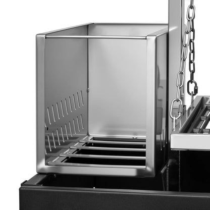 Argentine Santa Maria Charcoal and Wood Grill, Adjustable Outdoor BBQ, in Black, 72 In.