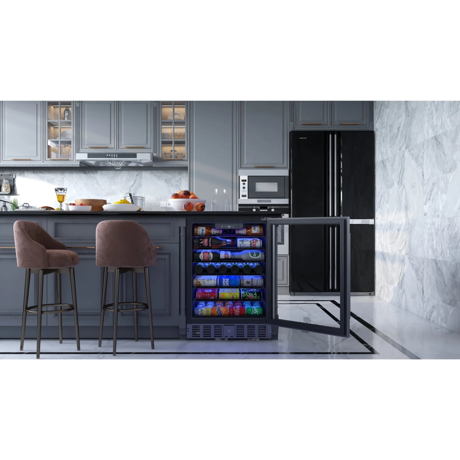 Stainless Steel, Built-In Refrigerator and Beverage Cooler, 5 Cu. ft. 23.4 In.