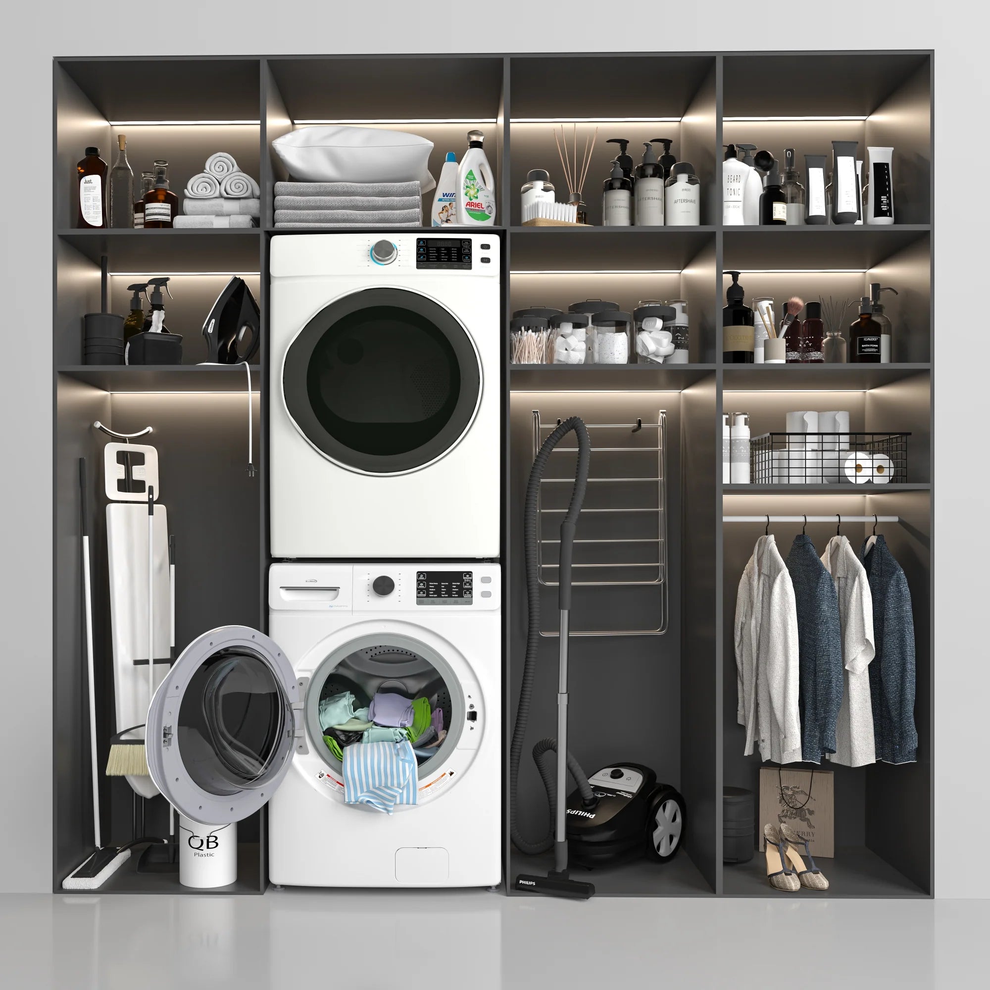 Large Capacity Stackable Front Load Washing Machine in White, 4.5 cu. ft.