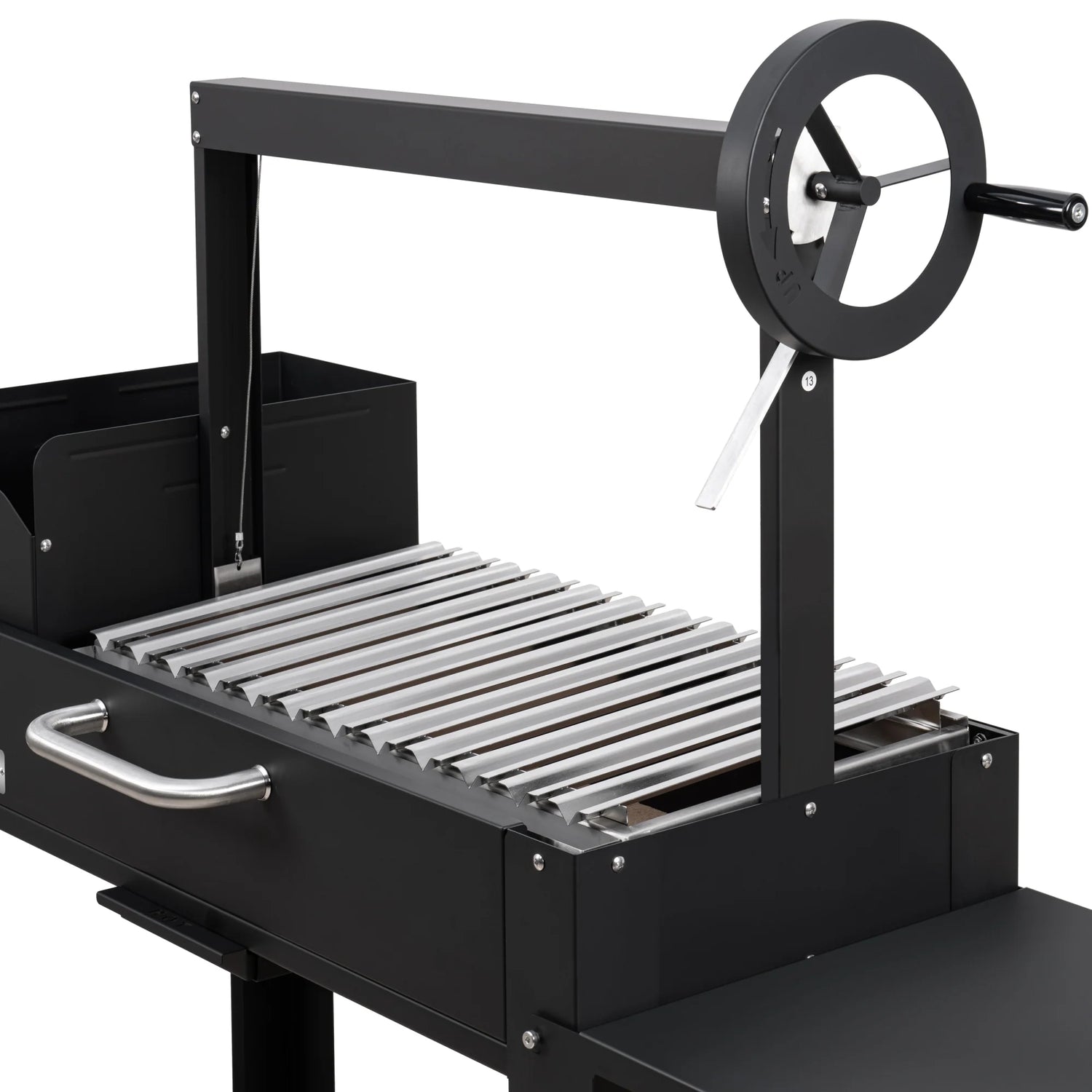 Argentine Charcoal Grill with Interchangeable V-Grates, Outdoor BBQ, in Black, 54 In.