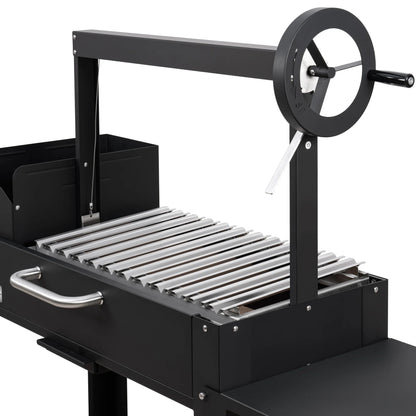 Argentine Charcoal Grill with Interchangeable V-Grates, Outdoor BBQ, in Black, 54 In.