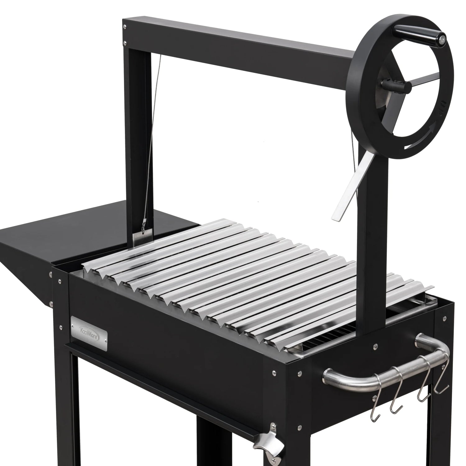 Argentine Charcoal Grill with Interchangeable V-Grates, Outdoor BBQ, in Black, 50 In.