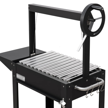 Argentine Charcoal Grill with Interchangeable V-Grates, Outdoor BBQ, in Black, 50 In.