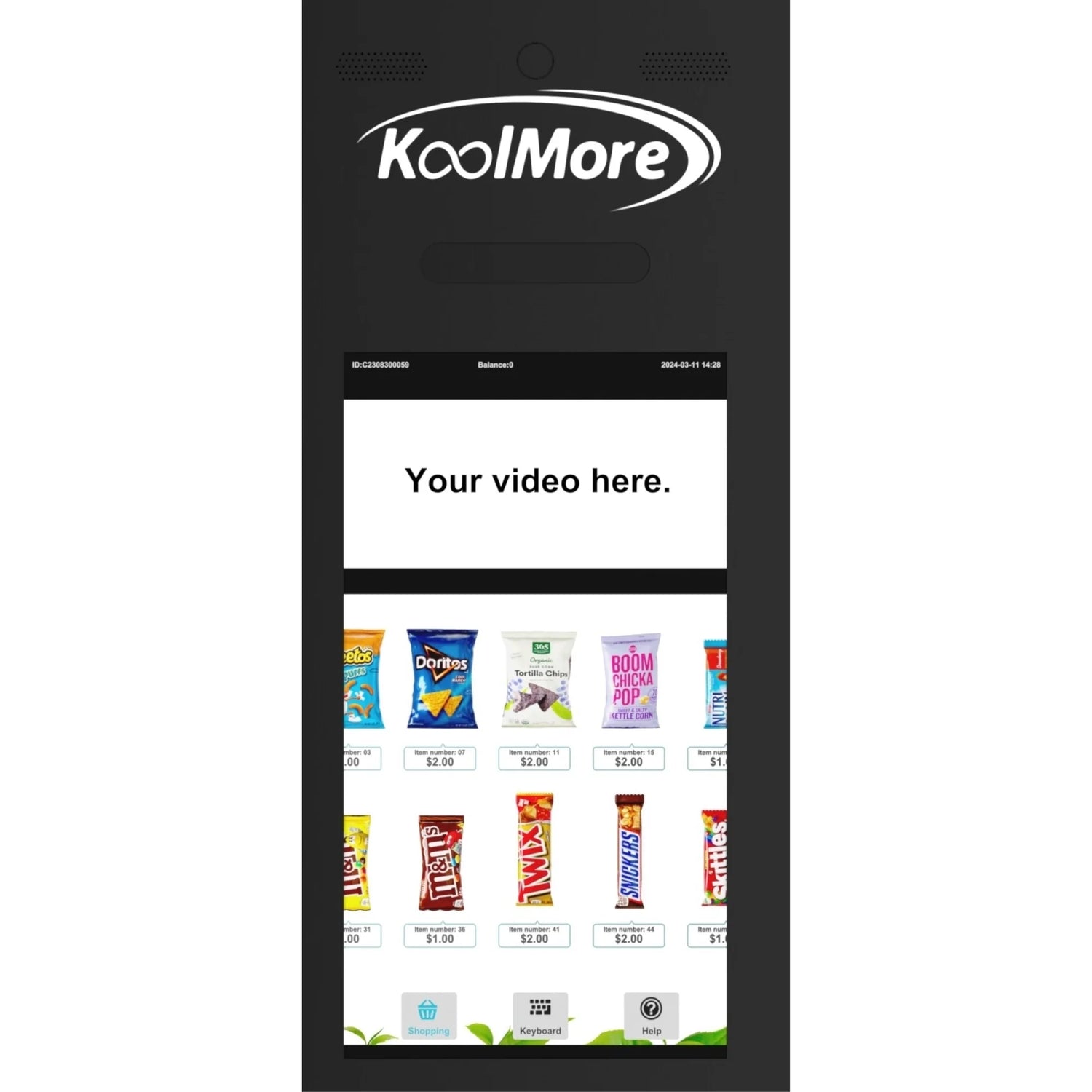 60-Slot Snack Vending Machine with 22-inch Touch Screen in Black, Non-Refrigerated., 50 In.