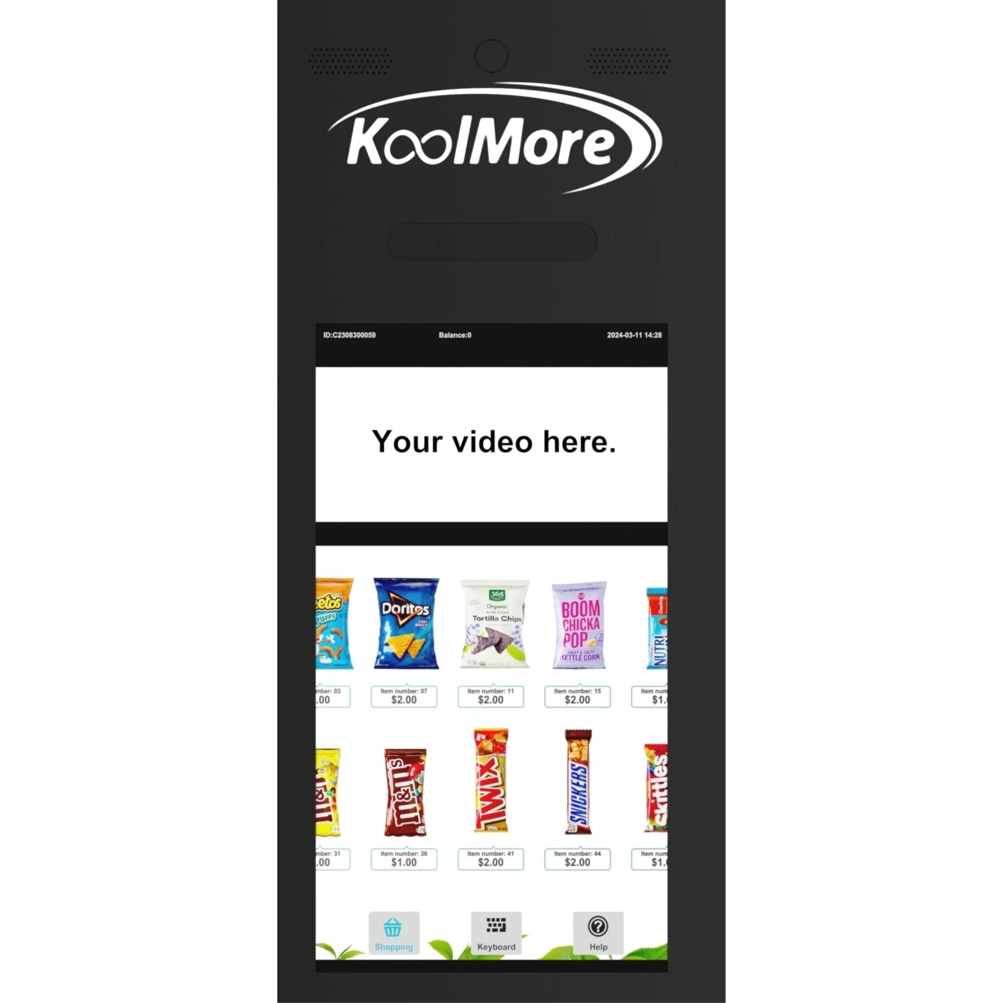 60-Slot Snack Vending Machine with 22-inch Touch Screen in Black, Non-Refrigerated., 50 In.