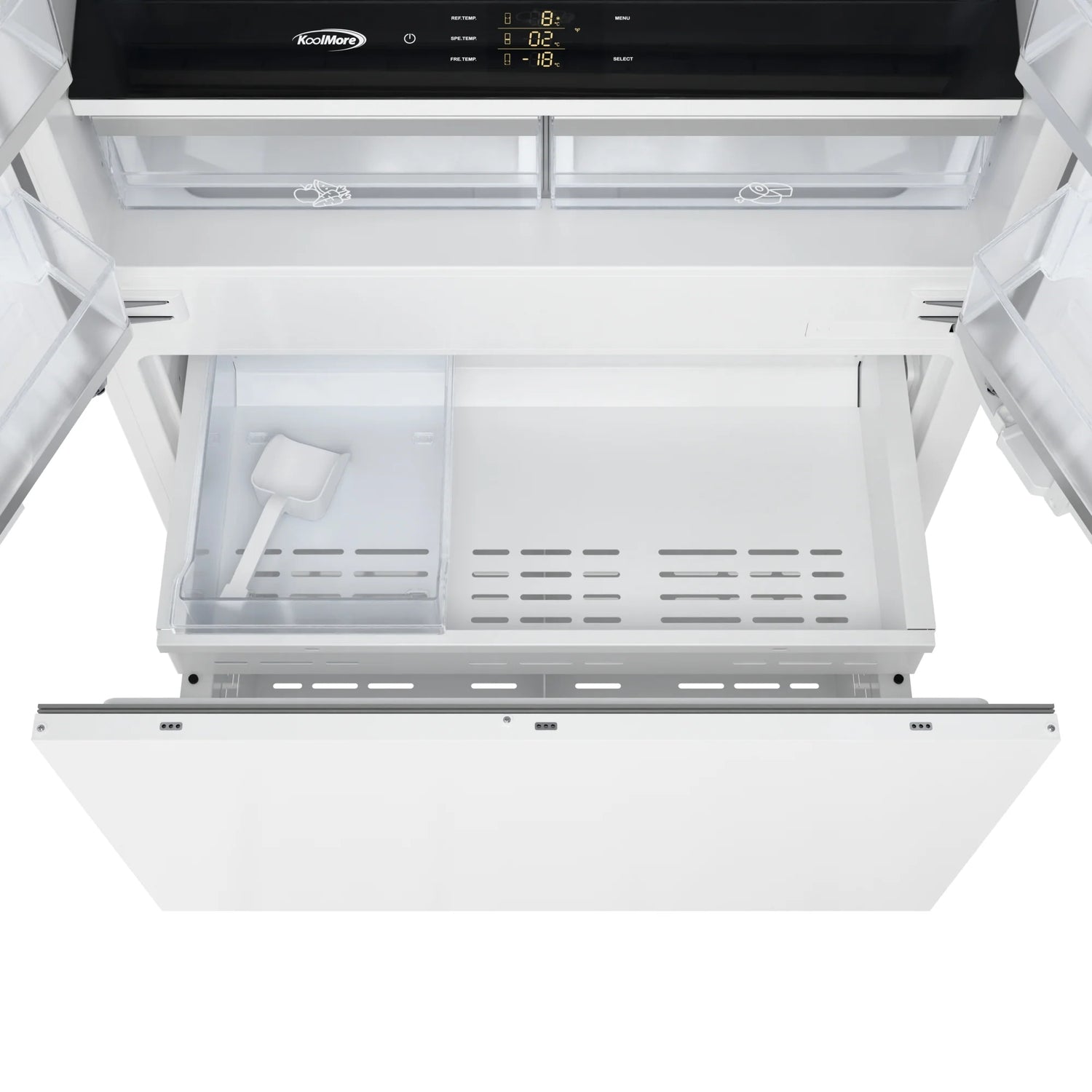 KoolMore Reserve 36 In. Panel Ready French Door Refrigerator with Ice Maker and Water Dispenser, Frost Free, 19.6 Cu. Ft.