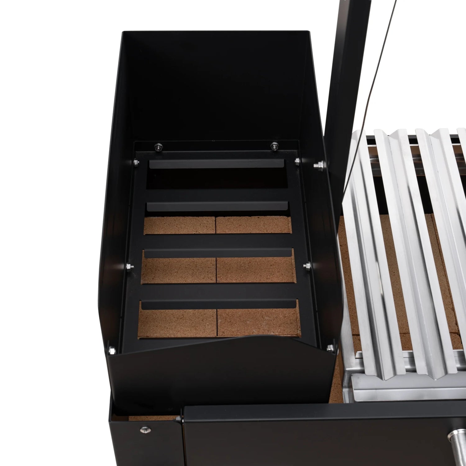 Argentine Charcoal Grill with Interchangeable V-Grates, Outdoor BBQ, in Black, 54 In.