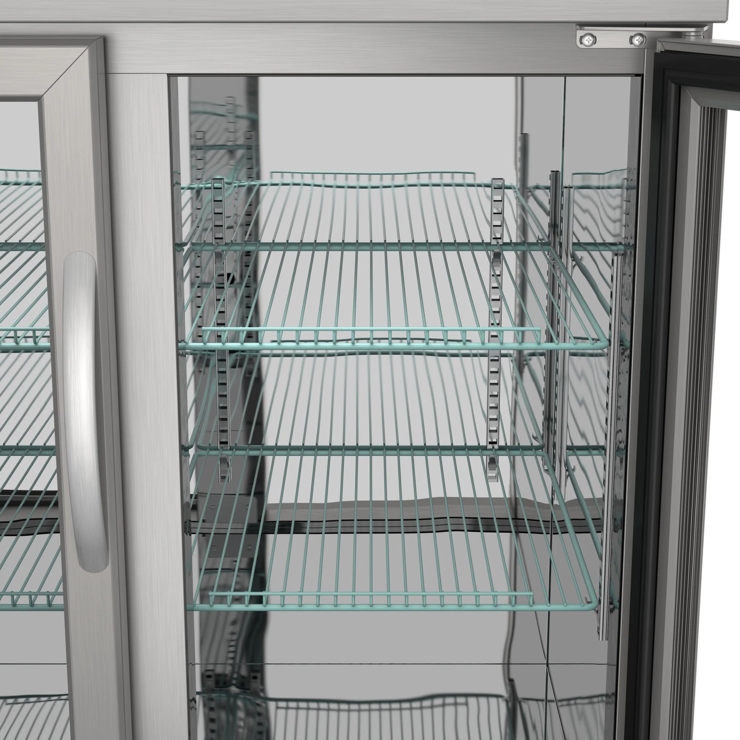 Commercial Two Glass Door Back Bar Cooler Refrigerator with Side Condenser and Compressor, LED Lighting, 11 Cu. Ft Capacity, 47 In.