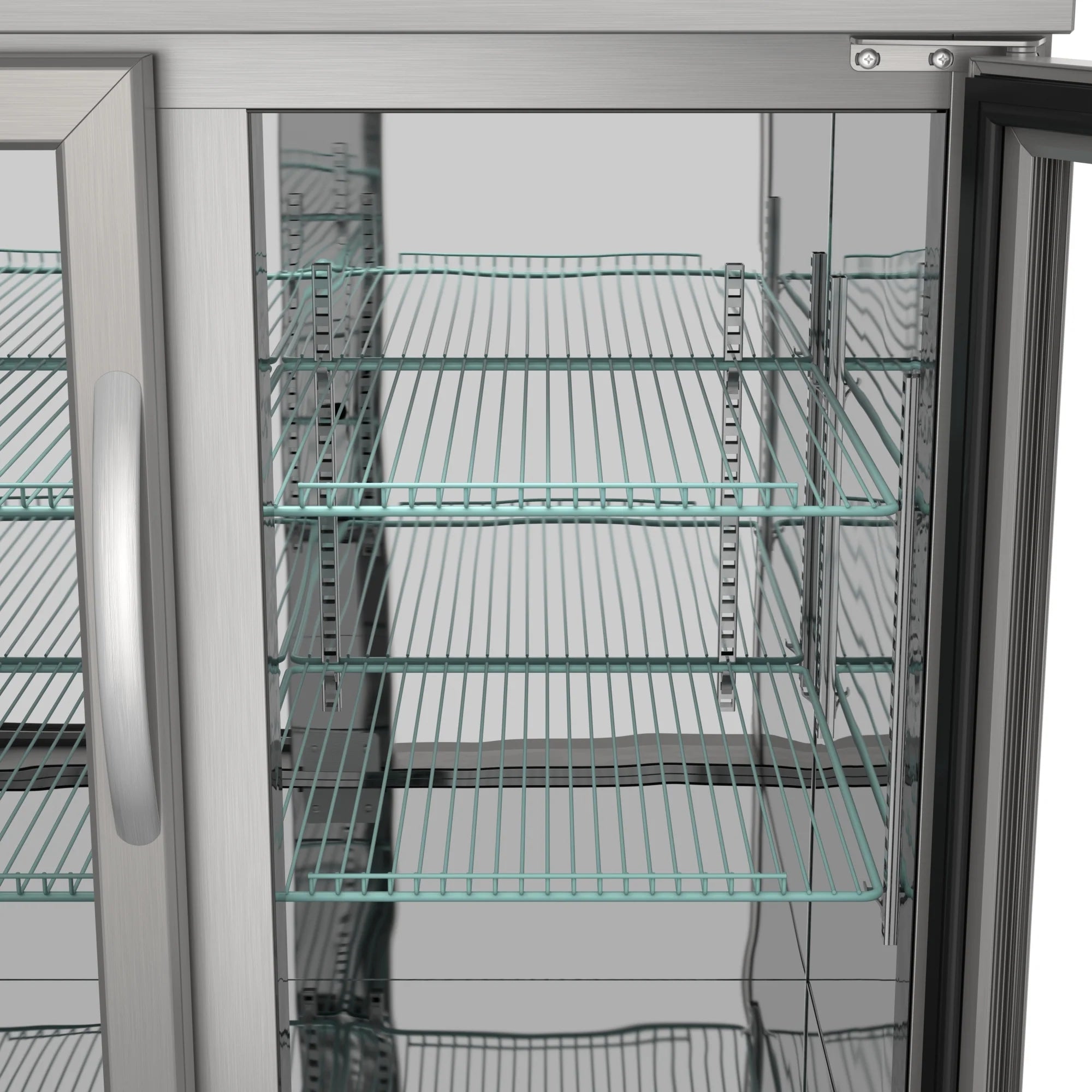 Commercial Two Glass Door Back Bar Cooler Refrigerator with Side Condenser and Compressor, LED Lighting, 11 Cu. Ft Capacity, 47 In.