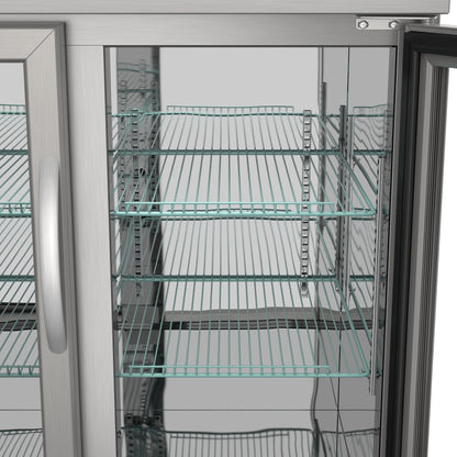 Commercial Two Glass Door Back Bar Cooler Refrigerator with Side Condenser and Compressor, LED Lighting, 11 Cu. Ft Capacity, 47 In.