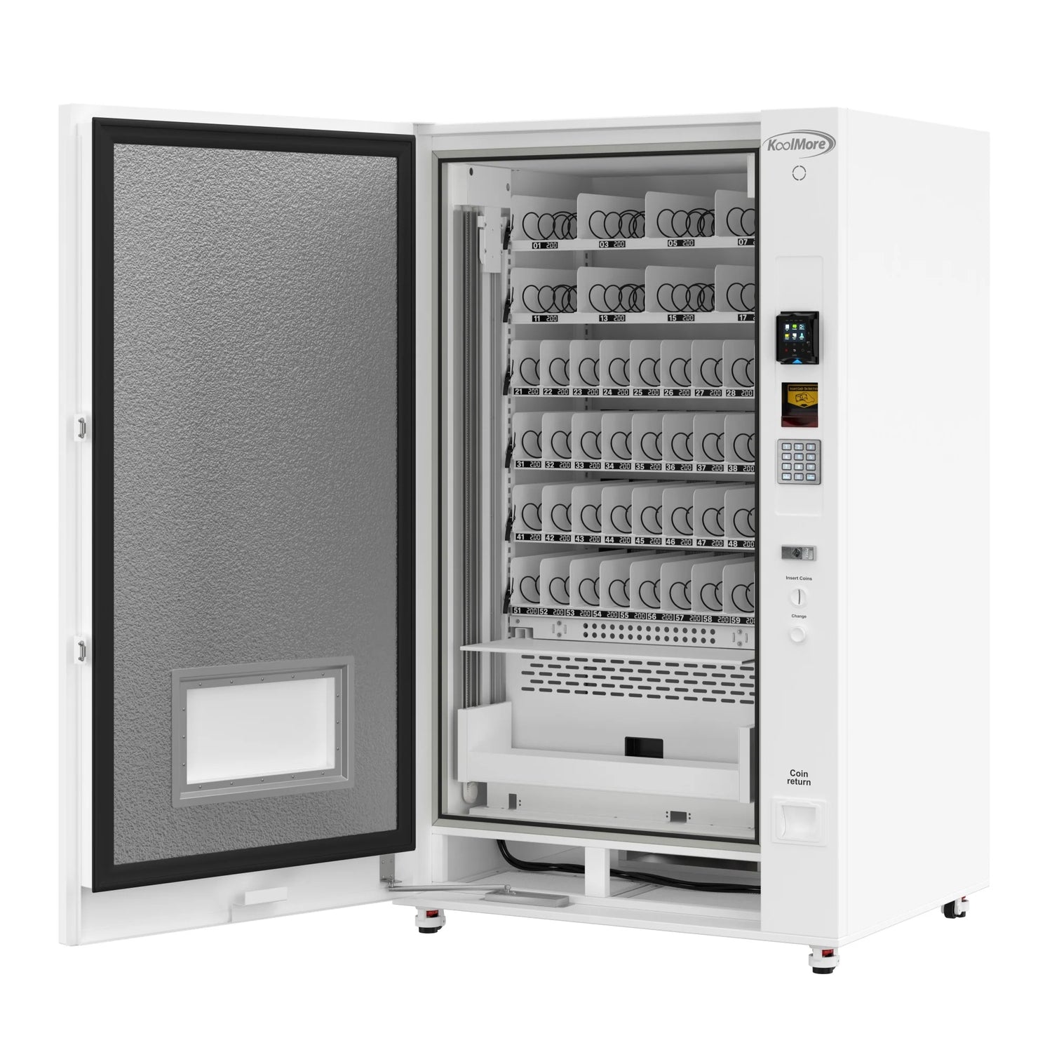 Commercial Freezer Ice Cream Vending Machine with 44 Slots, Ample 49 in. Touch Display, Bill Acceptor and Credit Card Reader in White, 45 In.