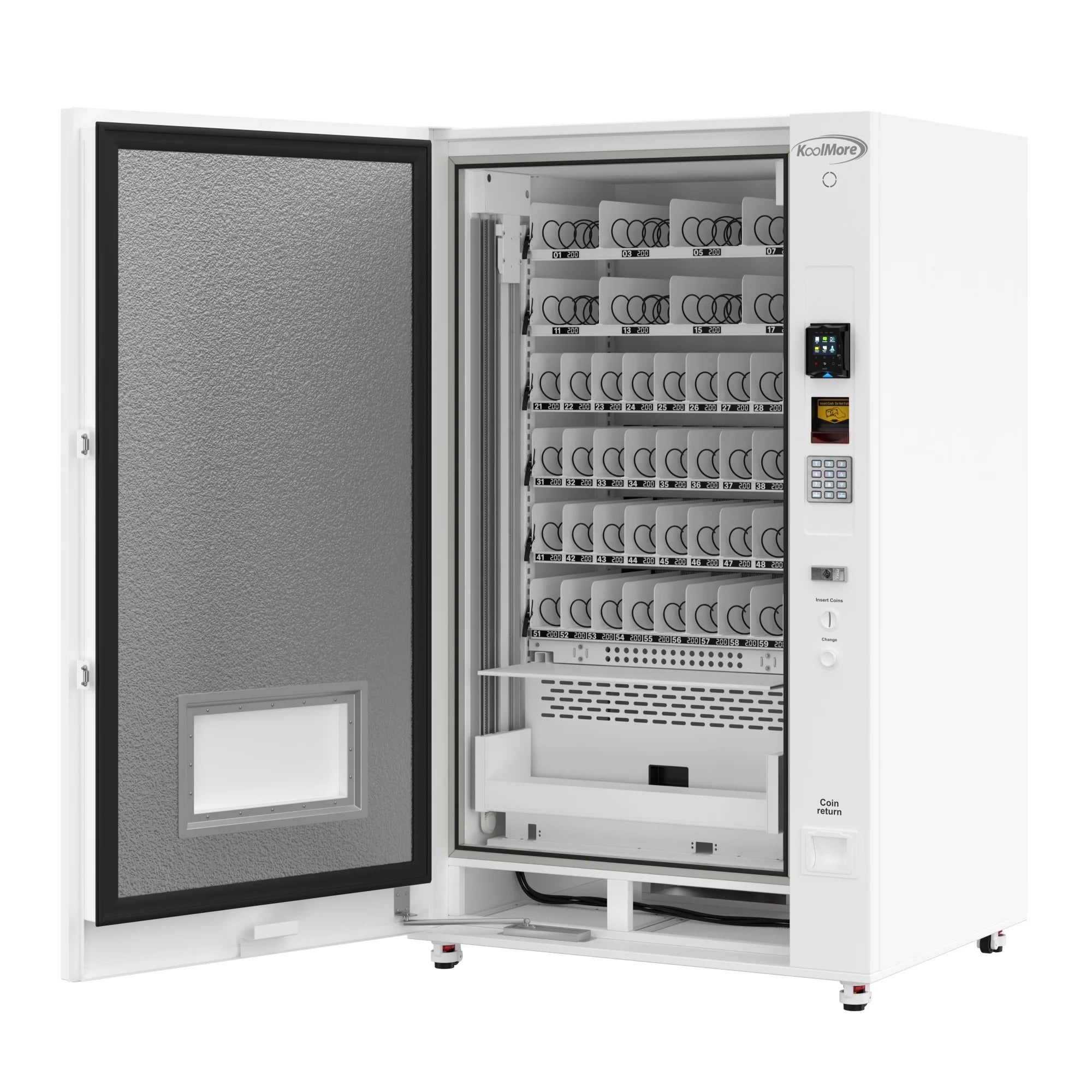 Commercial Freezer Ice Cream Vending Machine with 44 Slots, Ample 49 in. Touch Display, Bill Acceptor and Credit Card Reader in White, 45 In.