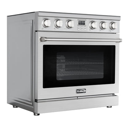 Professional Electric Range with 16600W of Power, 240V in Stainless-Steel, 36 In.