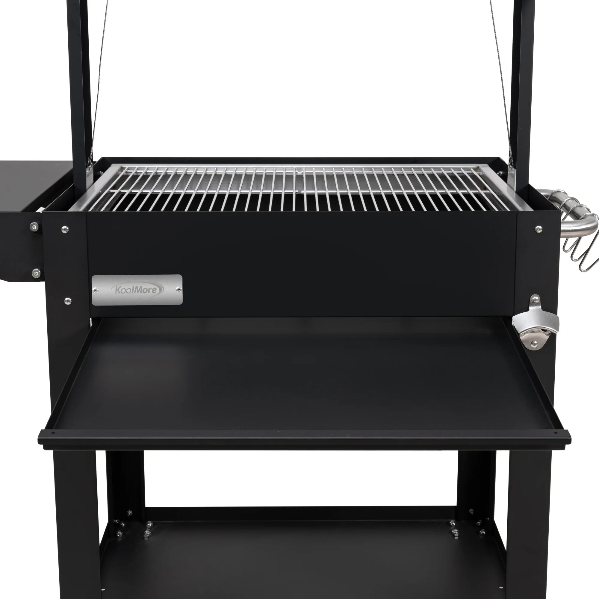 Argentine Charcoal Grill, Adjustable Grate Outdoor BBQ, in Black, 50 In.