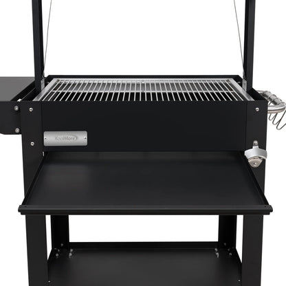Argentine Charcoal Grill, Adjustable Grate Outdoor BBQ, in Black, 50 In.
