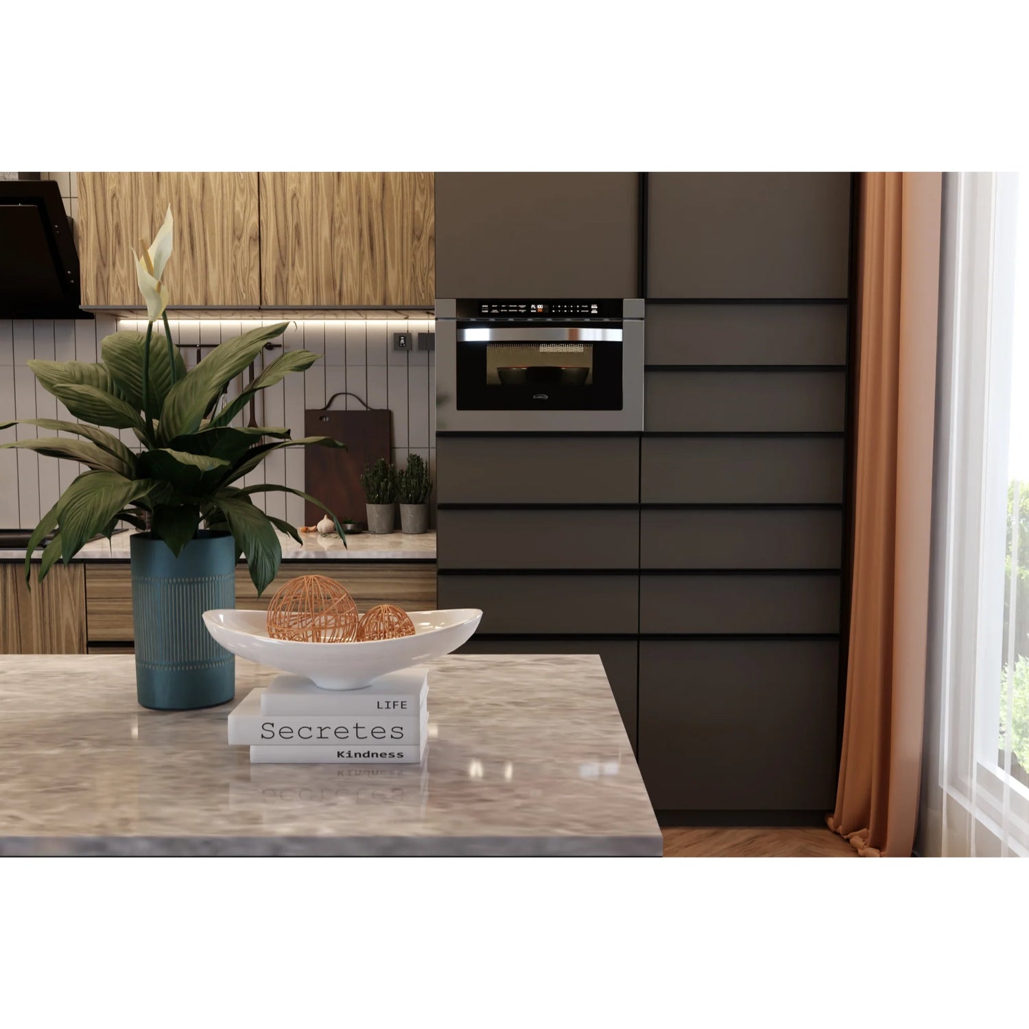 Stainless-Steel Microwave Drawer, Wall-Mounted with Flat Bottom,1.2 Cu. Ft., 24 In.