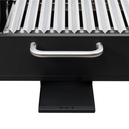 Argentine Charcoal Grill with Interchangeable V-Grates, Outdoor BBQ, in Black, 54 In.