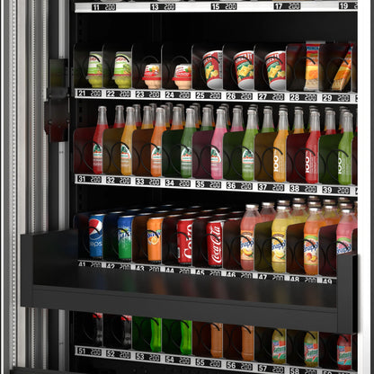 Snack Vending Machine with 21.5 Inch Touch Display, 66 Slots and Elevator-Lift Dispensing System, Refrigerated, Bill Acceptor and Credit Card Reader, Wifi and 4G Connectivity in Black