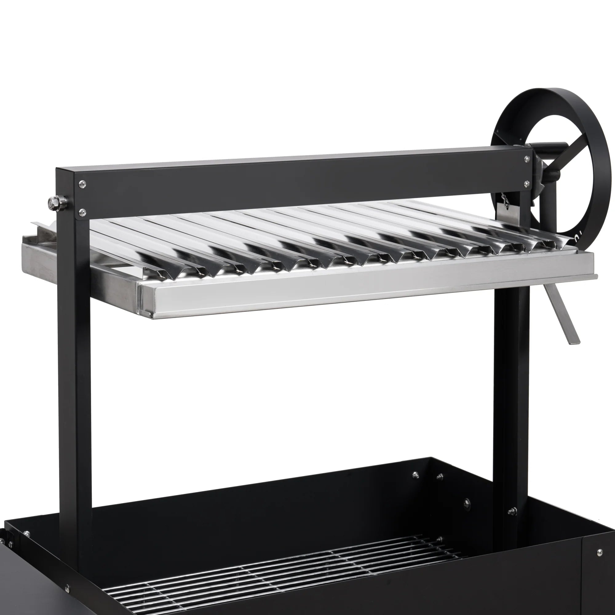 Argentine Charcoal Grill with Interchangeable V-Grates, Outdoor BBQ, in Black, 50 In.