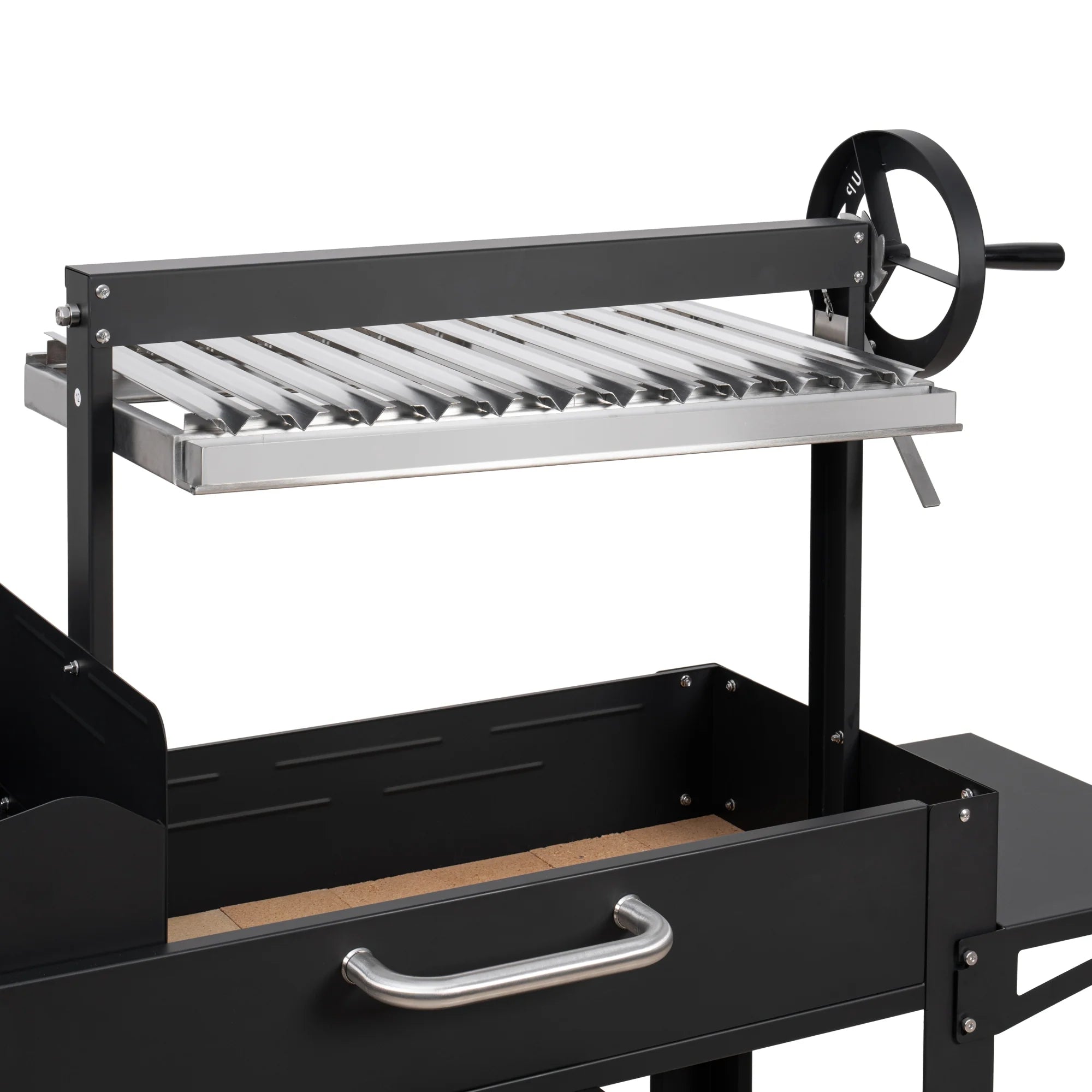 Argentine Charcoal Grill with Interchangeable V-Grates, Outdoor BBQ, in Black, 54 In.