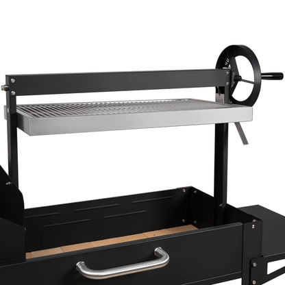 Argentine Charcoal Grill, Adjustable Grate Outdoor BBQ, in Black, 54 In.