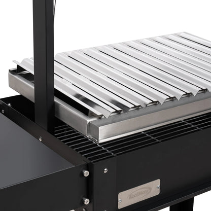 Argentine Charcoal Grill with Interchangeable V-Grates, Outdoor BBQ, in Black, 50 In.
