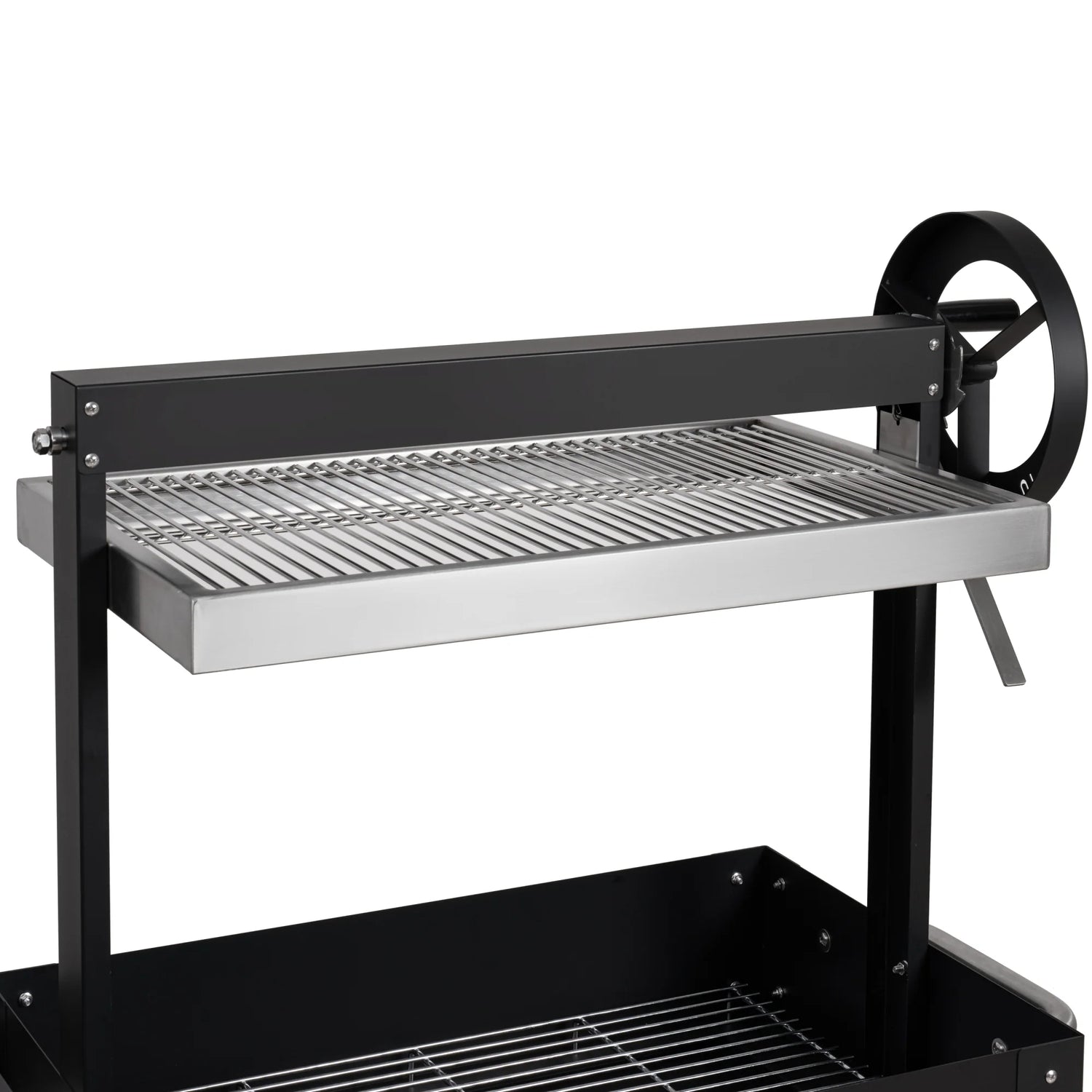 Argentine Charcoal Grill, Adjustable Grate Outdoor BBQ, in Black, 50 In.