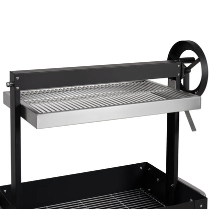 Argentine Charcoal Grill, Adjustable Grate Outdoor BBQ, in Black, 50 In.